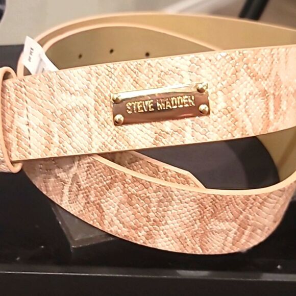 Steve Madden Pink/Gold Snake Skin Belt main image 5